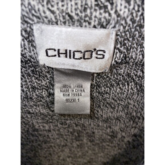 Chico’s Beach Hoodie Women’s Size 1 U.S. Medium Gray 100% Linen Pockets LS - Picture 2 of 12